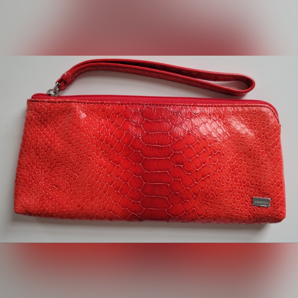 NWT Red/Orange OROTON Snakeskin Wristlet